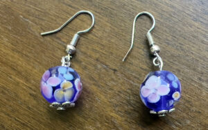 Blue Murano Glass Flower Earrings
